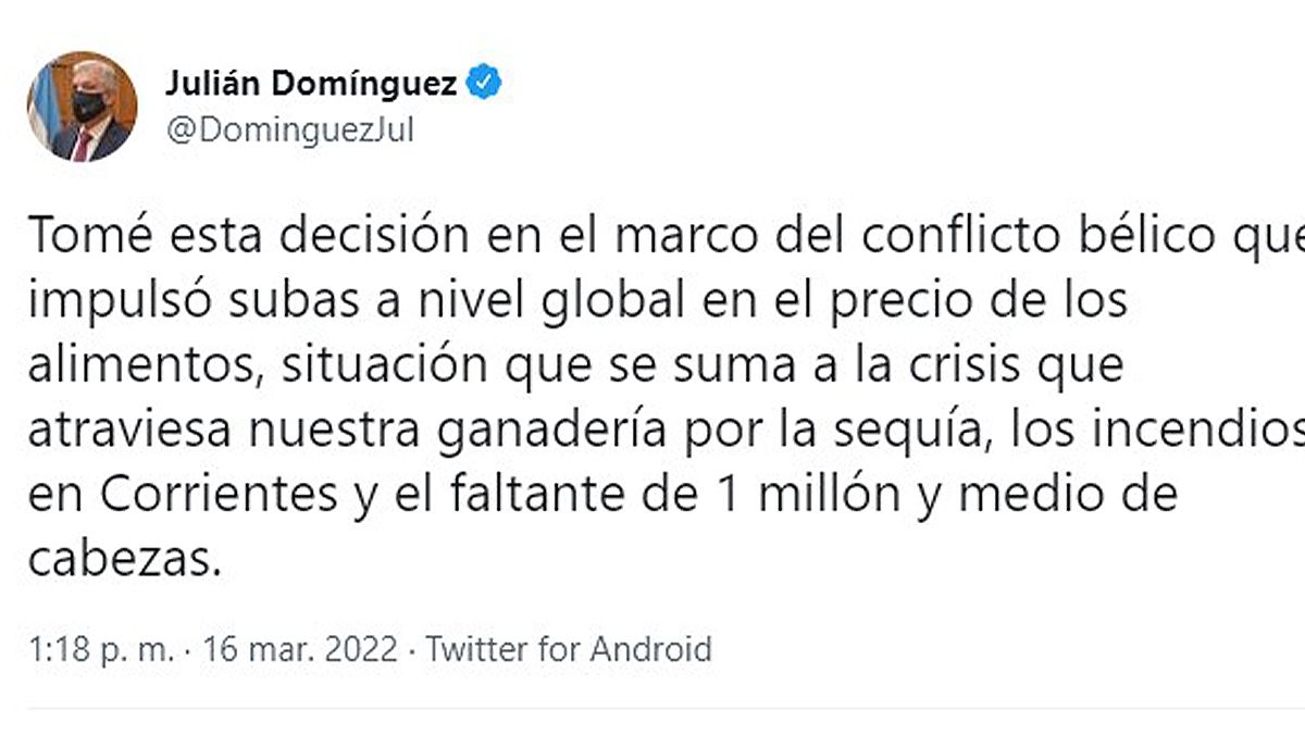 Juli&aacute;n Dom&iacute;nguez habl&oacute; de la situaci&oacute;n internacional de precios.&nbsp;