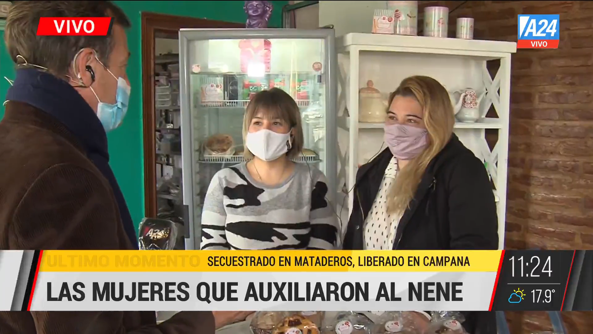 Hablaron las mujeres que ayudaron al nene secuestrado en Mataderos. (Captura de Tv)