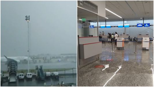 Un fuerte temporal provocó destrozos en el aeropuerto de Ezeiza