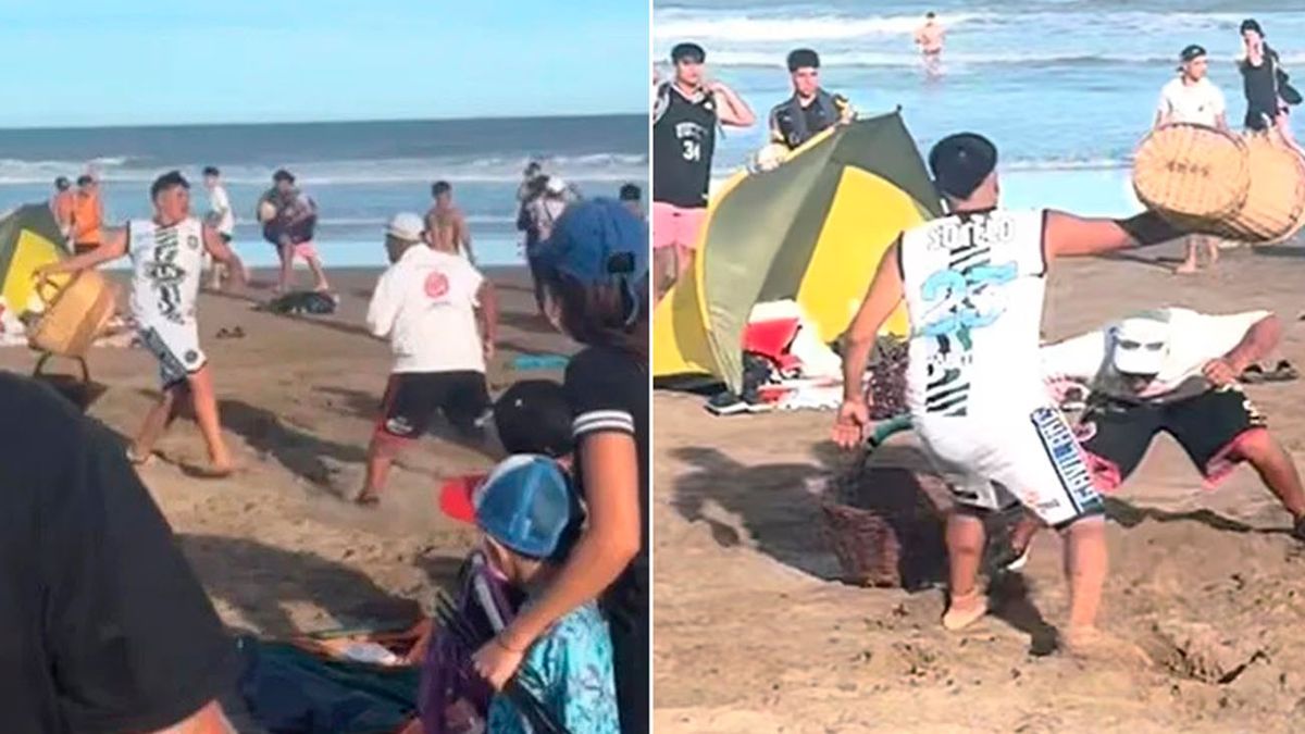Insólito video: batalla campal entre churreros en plena playa de Villa Gesell (Foto: captura)