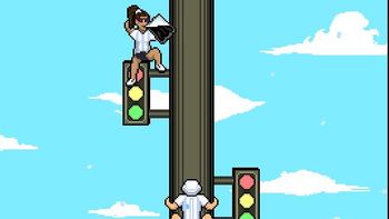 El juego para trepar semáforos y festejar junto a la Scaloneta