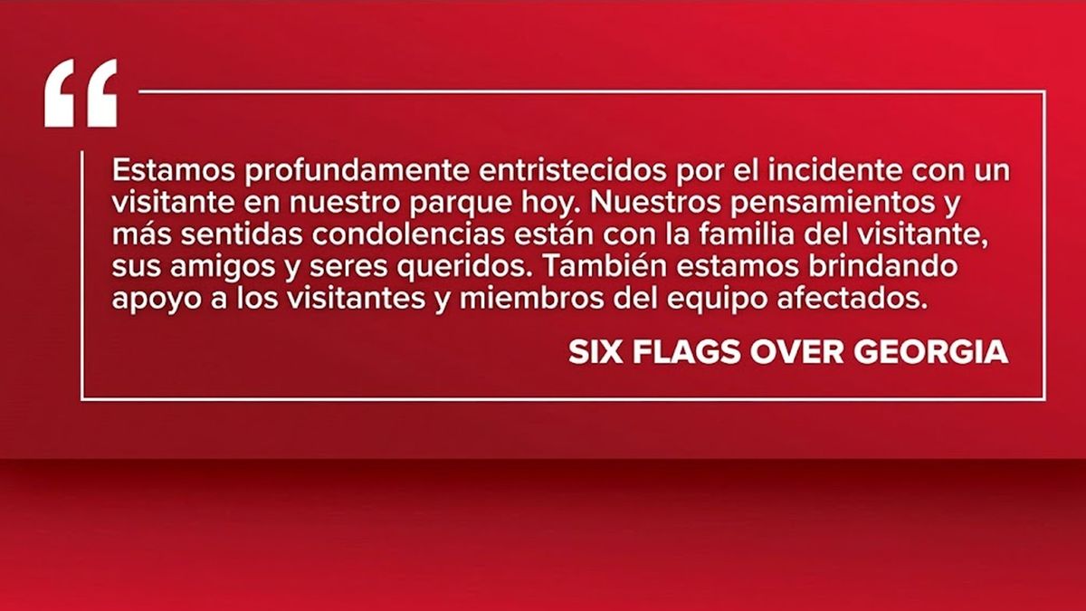 El comunicado de la empresa del parque de diversiones ante la tragedia. (Foto: Six Flags)