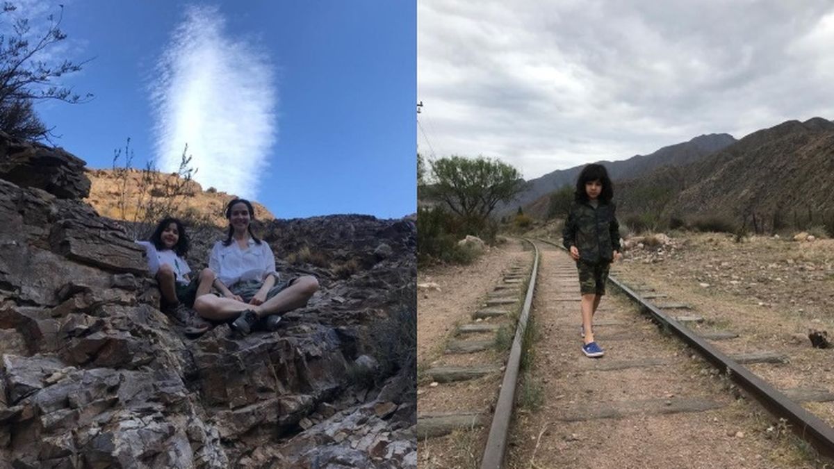Natalia Oreiro junto a su pareja, el cantante Ricardo Mollo, y su hijo Atahualpa, en Mendoza durante el rodaje de Las Rojas.&nbsp;