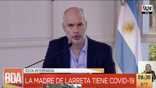 La madre de Rodríguez Larreta tiene coronavirus y está internada en un sanatorio de la Ciudad