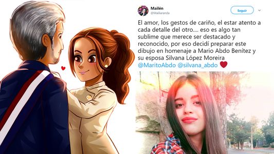 Dibujó a Mario Abdo y señora y las redes estallaron: conocé a Mailén Aranda