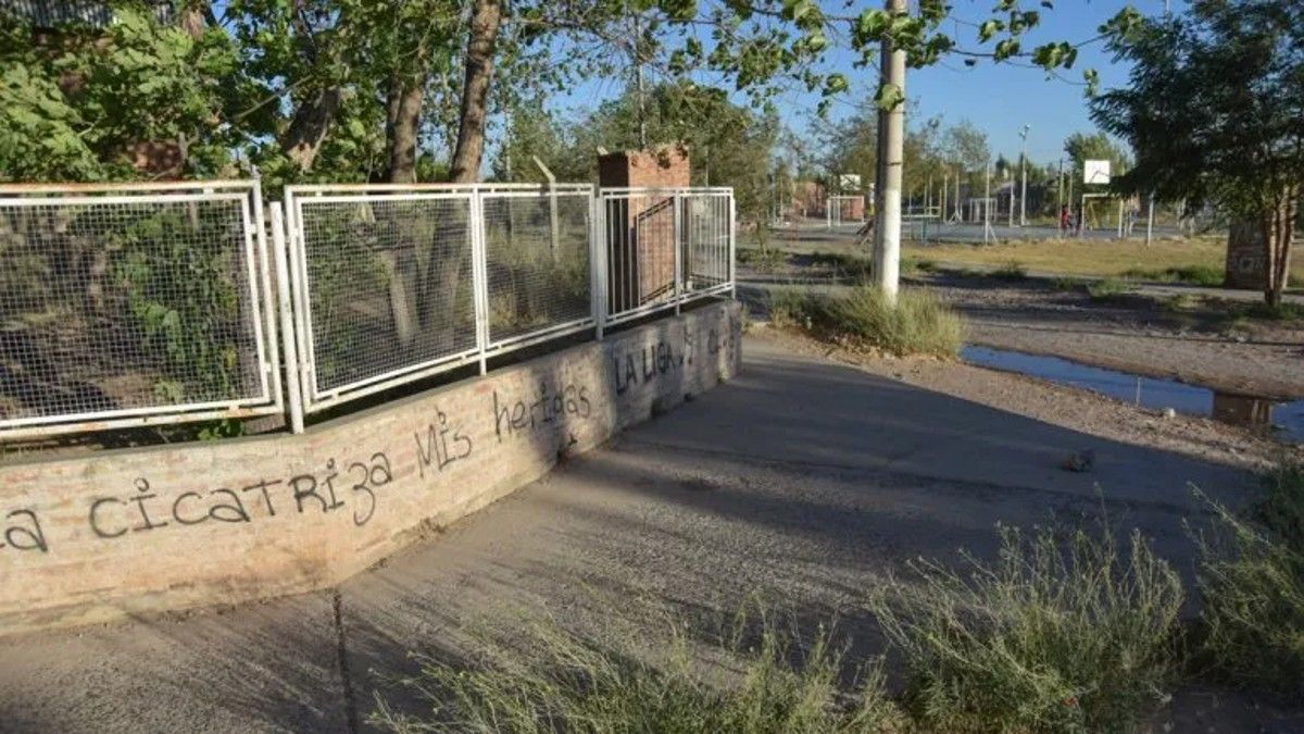  El patio de la escuela de Neuquén donde ocurrió el grave accidente. 