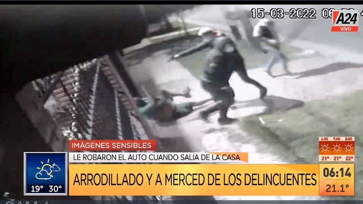 Morón: así le hacen un brutal robo a un hombre por el auto. (Captura de Tv)