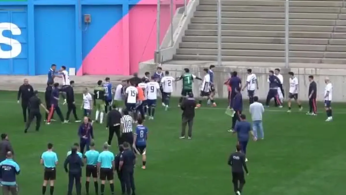 Así comenzaron los incidentes en la final de la Liga Nicoleña (Foto: captura Radio Meta Ramallo)