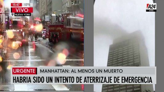 Un helicóptero se estrelló contra un edificio en Nueva York: hay al menos un muerto y descartan que haya sido un atentado