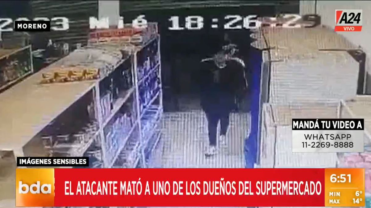 Entró a los tiros en un supermercado de Moreno