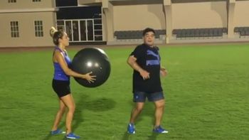 Diego Maradona y Rocío Oliva, entrenando con garra y amor en Dubai