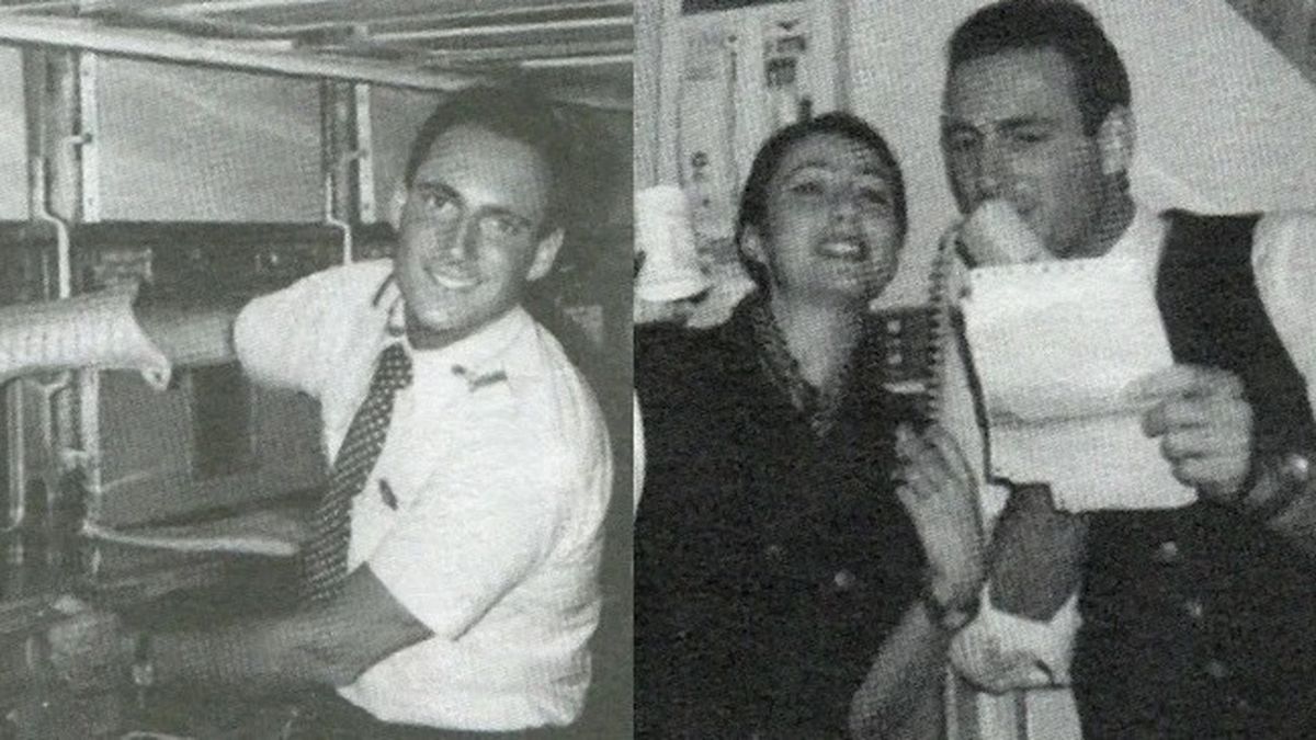 Fernando Peña en sus épocas de Comisario de abordo, mientras jugaba a sus personajes con espectadores involuntarios: los pasajeros, antes de desembarcar en la radio. 