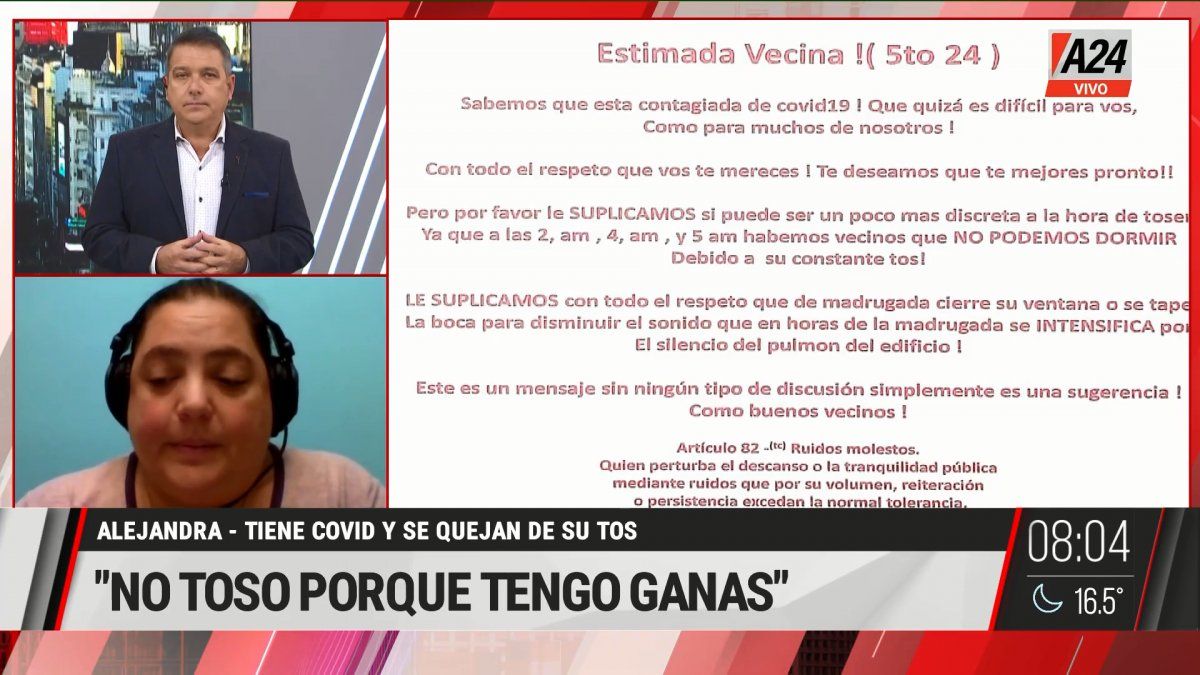 Alejandra se contagió el 7 de abril de Covid