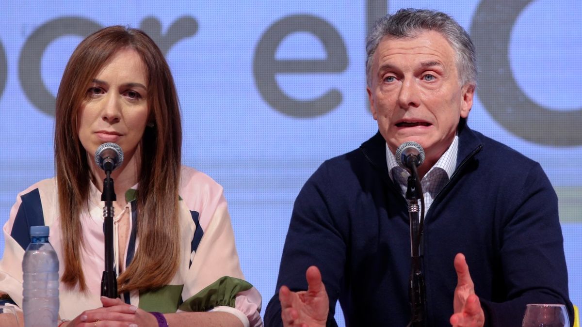 María Eugenia Vidal y Mauricio Macri en una de las primeras conferencias juntos luego de la derrota en las PASO de 2019.