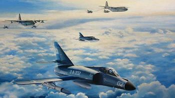 Guerra de Malvinas, 40 años. El emotivo acto por el Bautismo de Fuego de la Fuerza Área. (Foto: archivo gaceta Malvinense) Guerra de Malvinas, 40 años. El emotivo acto por el Bautismo de Fuego de la Fuerza Área. (Foto: archivo gaceta Malvinense)