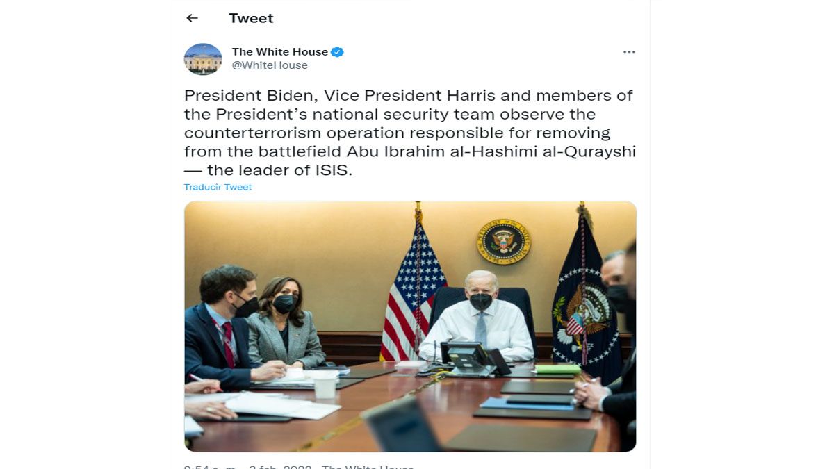 Joe Biden con Kamala Harris, siguieron en directo desde Washington el ataque militar en Siria (Foto: Cuenta de Twitter de la Casa Blanca)