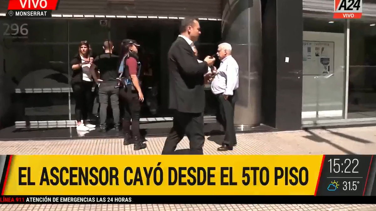Unascensor cayó en un anexo del Ministerio de Salud. (Foto: captura A24)