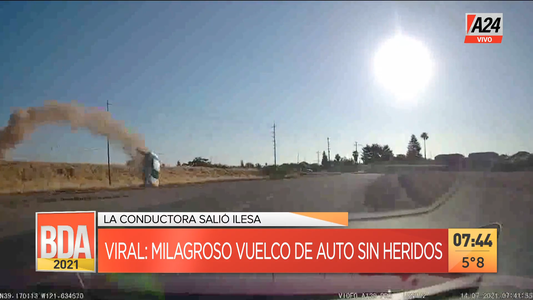 Estados Unidos: choque, vuelco y se salvó de milagro