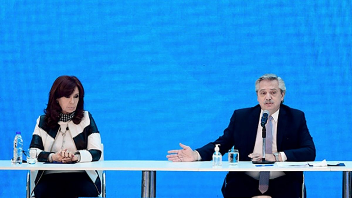 La vicepresidenta Cristina Kirchner y el presidente Alberto Fernández. (Télam)