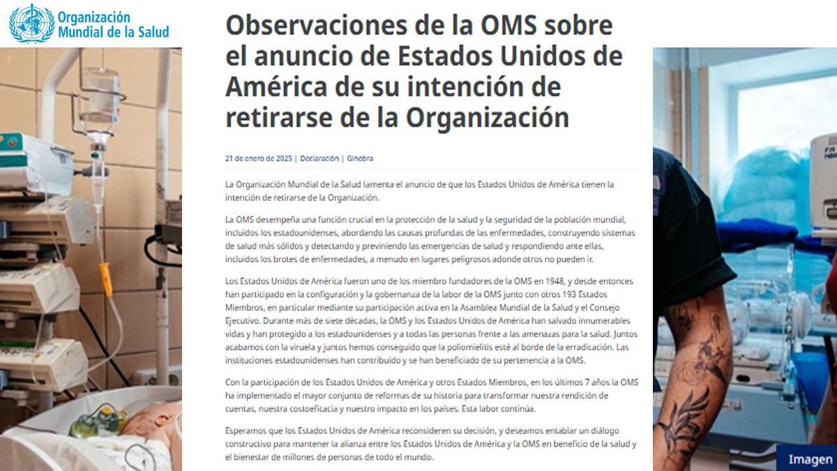 La OMS lamentó la salida nuevamente de Estados Unidos de esa organización. Otra vez, dispuesta por Donald Trump. (Foto: OMS)