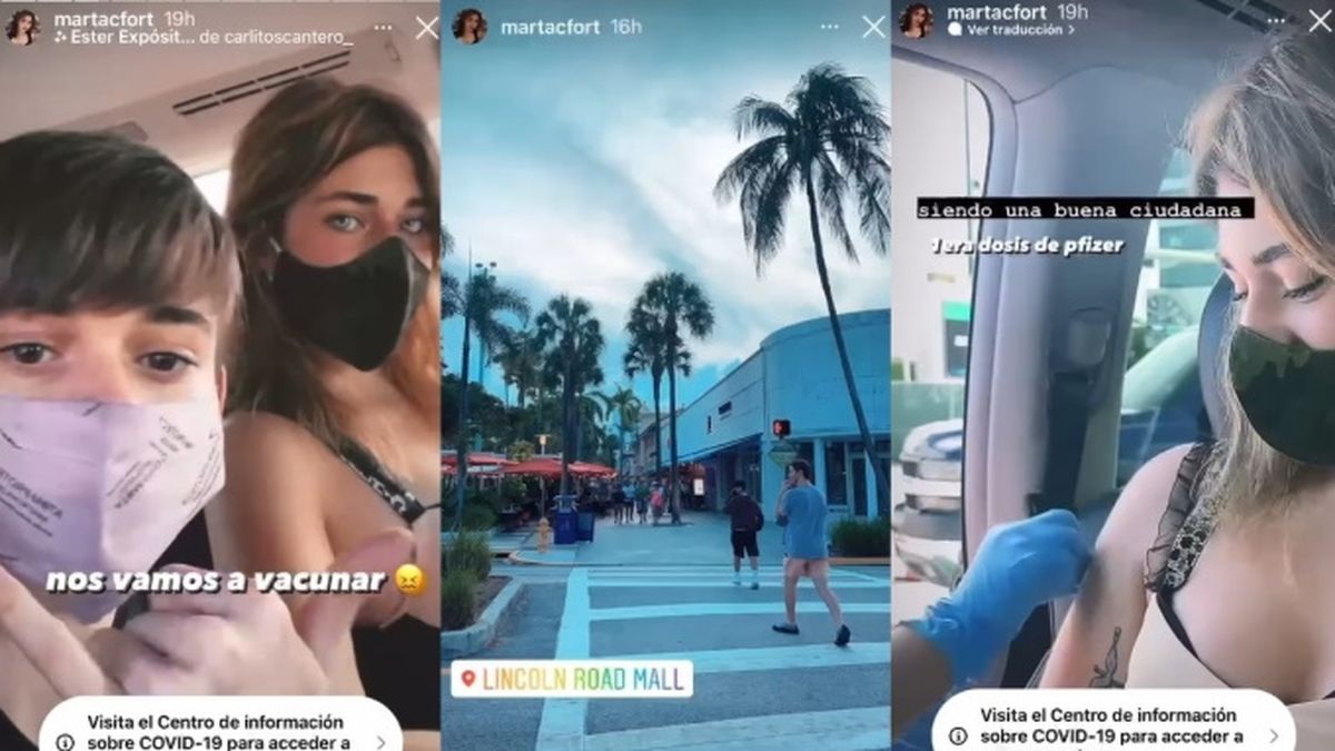 Los hijos de Ricardo Fort, Marta y Felipe, viajaron a Miami a vacunarse contra el covid-19. 