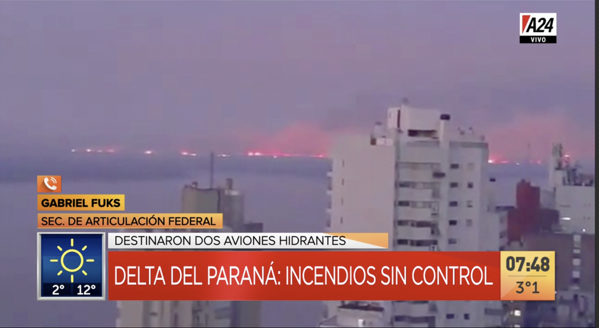 Más de 100 brigadistas intentan apagar los incendios descontrolados en el Delta del Paraná