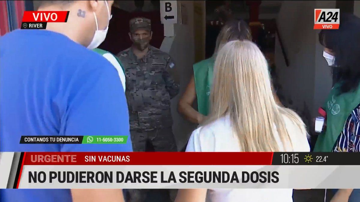 Así estaba el ingreso a River para realizarse la vacunación (Foto: captura de TV).