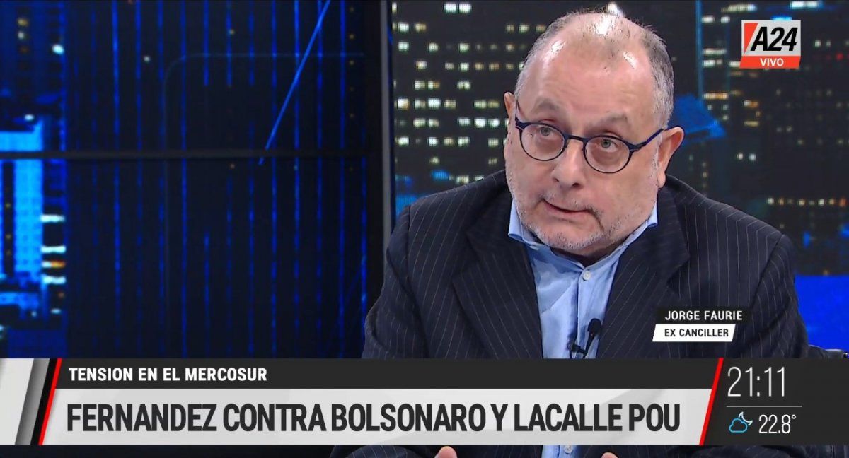 El ex canciller Jorge Faurie con Luis Novaresio
