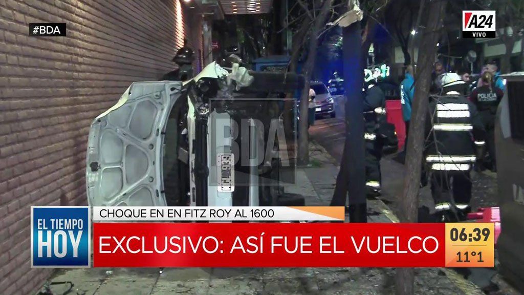 Un joven alcoholizado circuló 20 metros, chocó y volcó casi en la puerta de América TV
