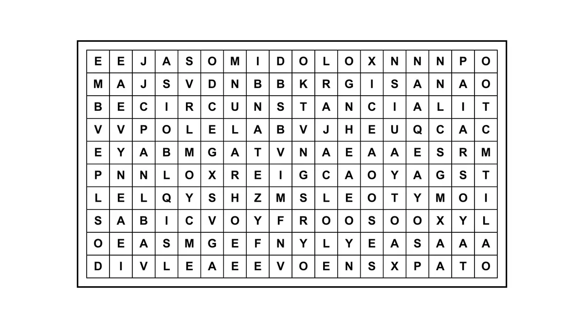 Encontrá la frase escondida en una sopa de letras de 10 filas por 18 columnas