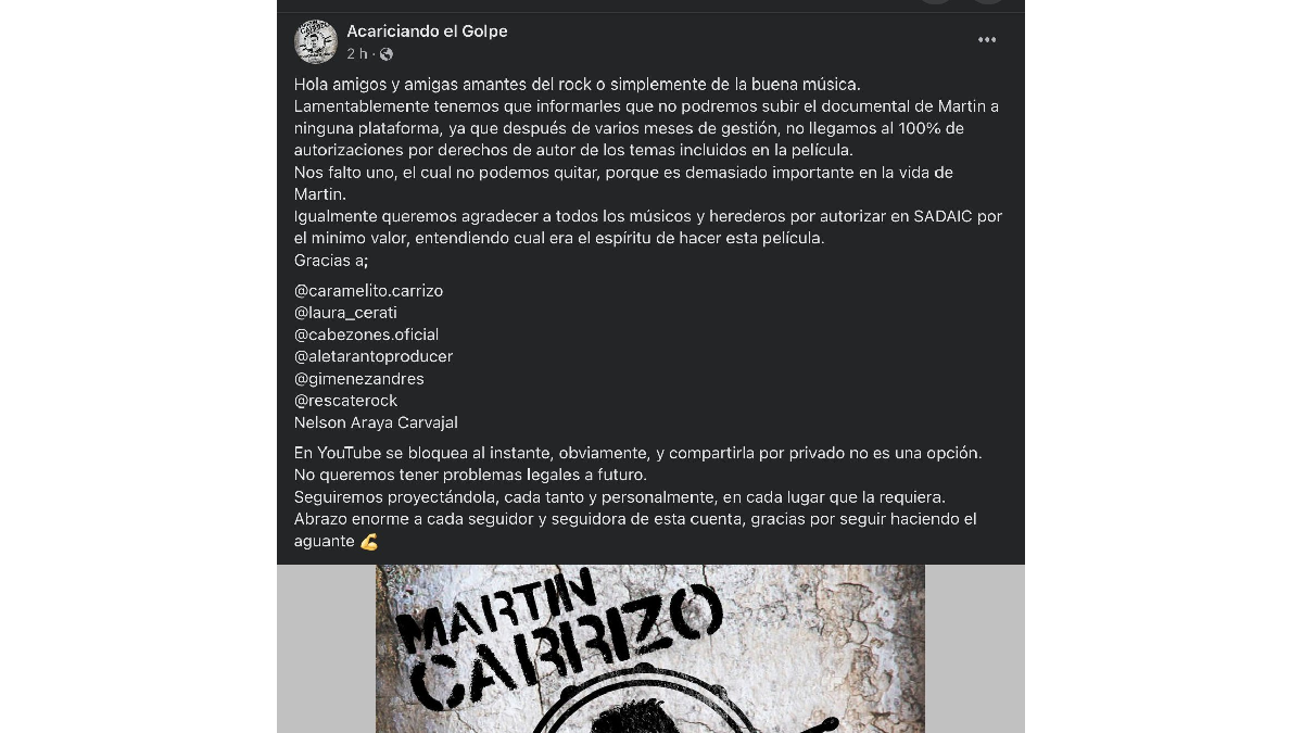 El Indio Solari no autorizó los derechos de autor para el documental de Martín Carrizo. (Foto: captura)