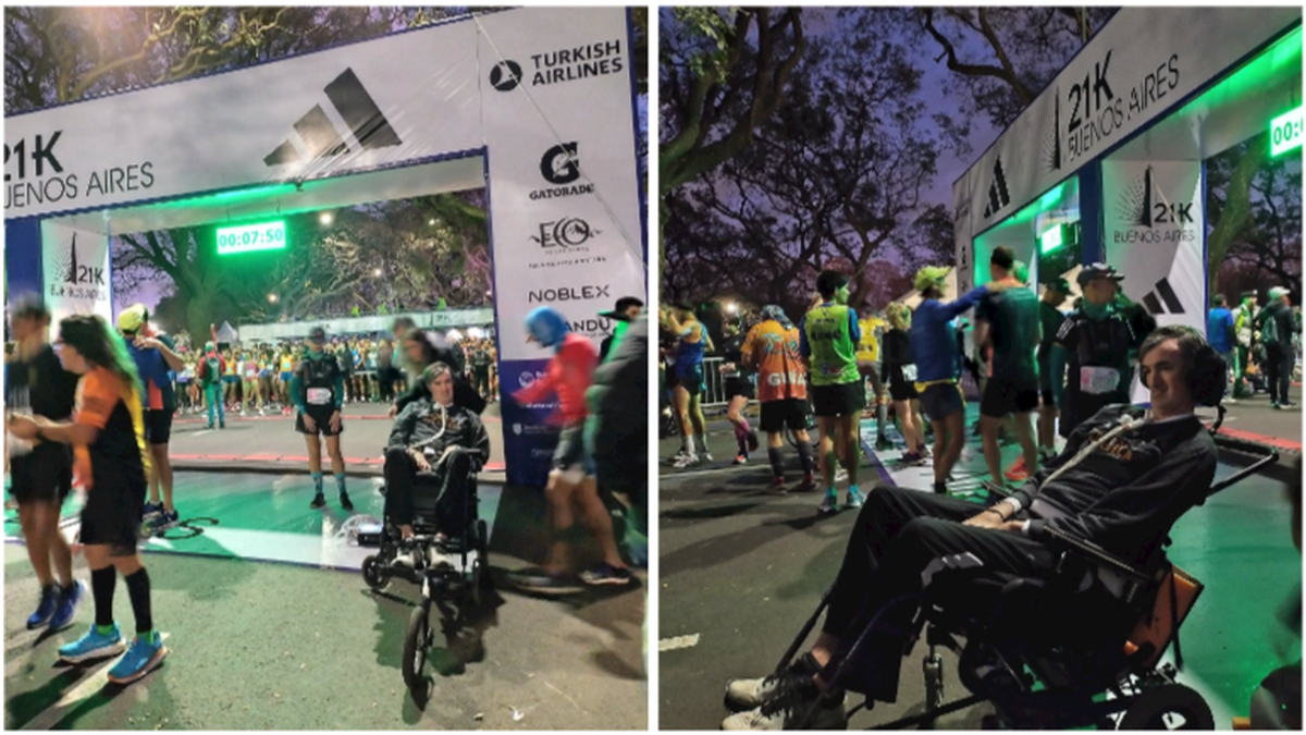 Esteban Bullrich participó de la media maratón de Buenos Aires y emocionó a todos los runners (Foto: twitter @giselleleclercq)