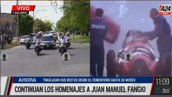 Así se trasladaron los restos de Fangio en caravana por Balcarce