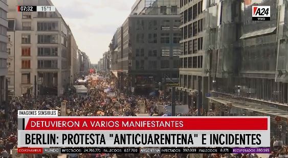 En Berlín, miles de personas protagonizaron una marcha “anticuarentena” ante las restricciones del coronavirus