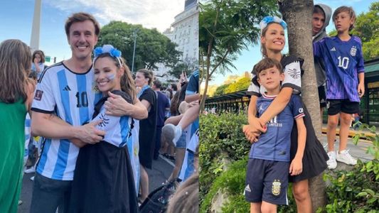 Pampita y Roberto García Moritán festejaron el triunfo de Argentina en el Obelisco