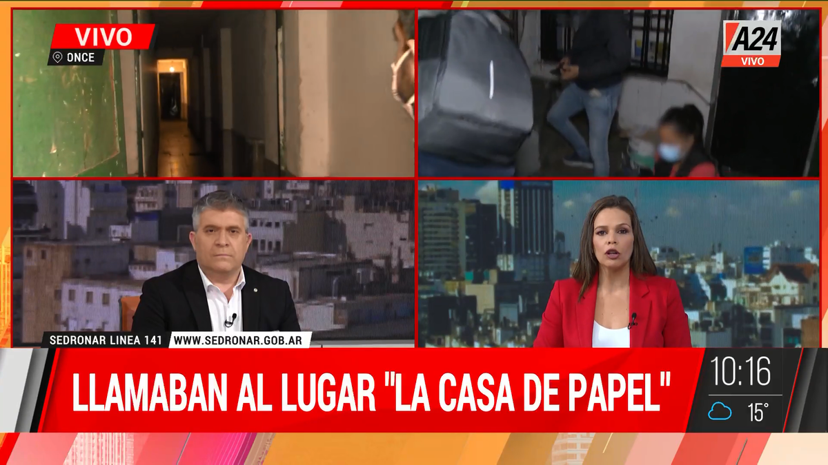 Cayó La casa de papel: tres narcodelincuentes detenidos en Balvanera. (Captura de Tv)