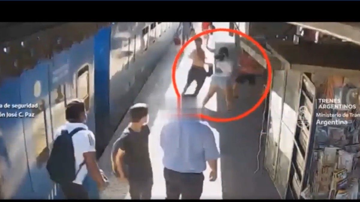 Brutal pelea en el tren San Martín.&nbsp;