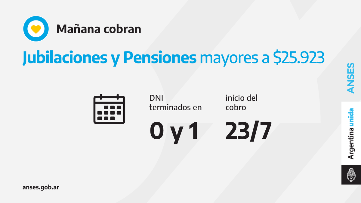 Jubilaciones, Pensiones, Prestación por Desempleo: quiénes cobran hoy 23 de julio 2021