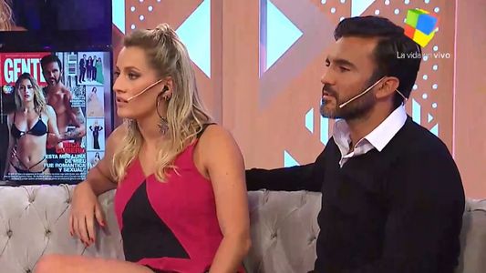 Mica Viciconte y Cubero en en su primera entrevista juntos, con beso incluido