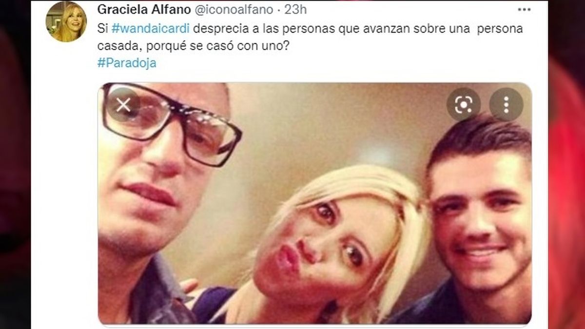Graciela Alfano volcó su opinión del wandagate desde su cuenta de Twitter.