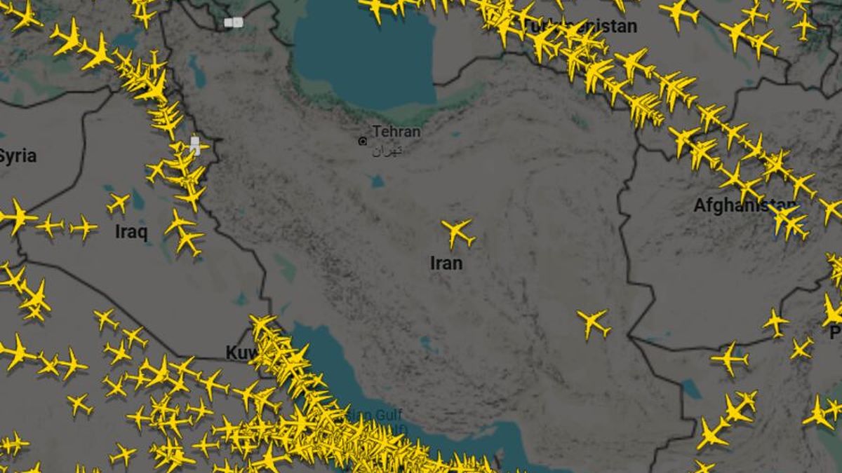 Así está el espacio aéreo de Irán. 
