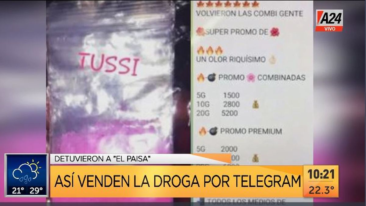 Loma Hermosa: así vendían la cocaína adulterada por Telegram. (Captura de Tv)