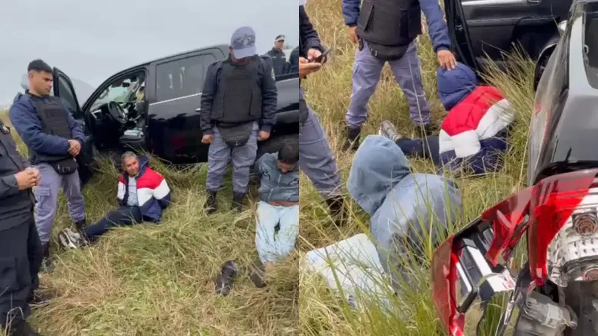 La Toyota Hilux negra fue interceptada por la Policía tras una persecución sobre la Ruta Nacional 11. (Foto: gentileza Diario Chaco).