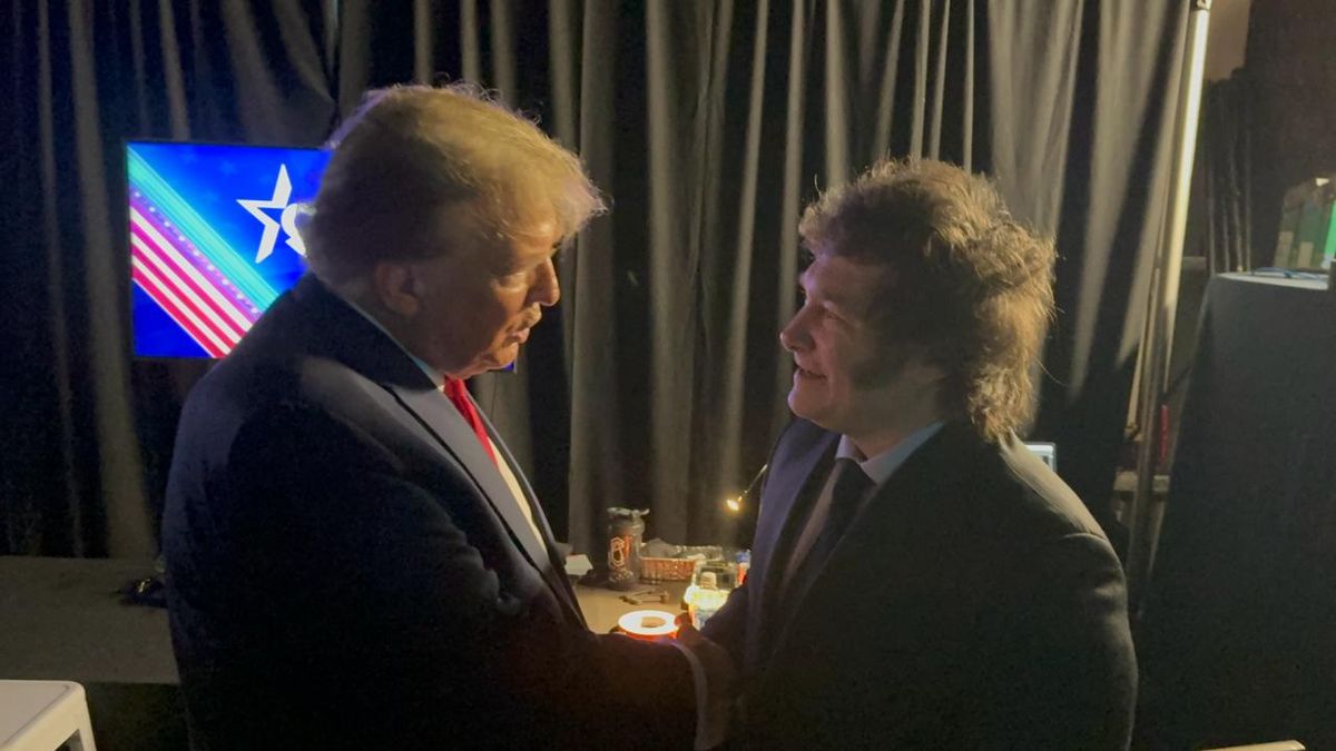 El breve encuentro entre Donald Trump y Javier Milei. (Foto: Presidencia de la Nación)