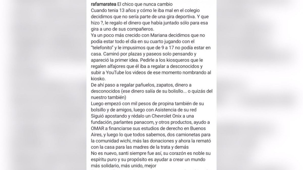 La carta del papá de Santi Maratea 