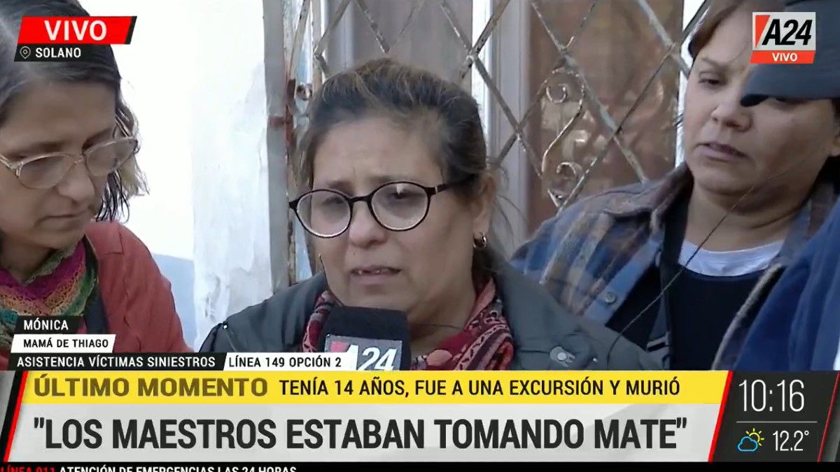 Mónica es la mamá de Thiago, el chico de 13 años que murió atropellado en Puerto Madero en una excursión escolar y contó en A24 todo el dolor que viven como familia. 