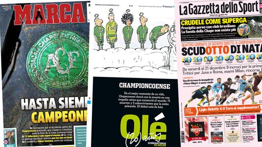 El mundo del deporte llora a los jugadores del Chapecoense en las principales tapas