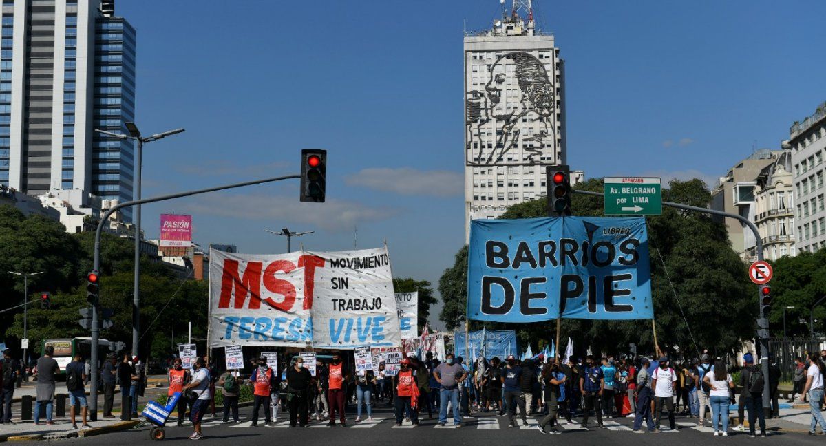 Manifestación en la avenida 9 de Julio.