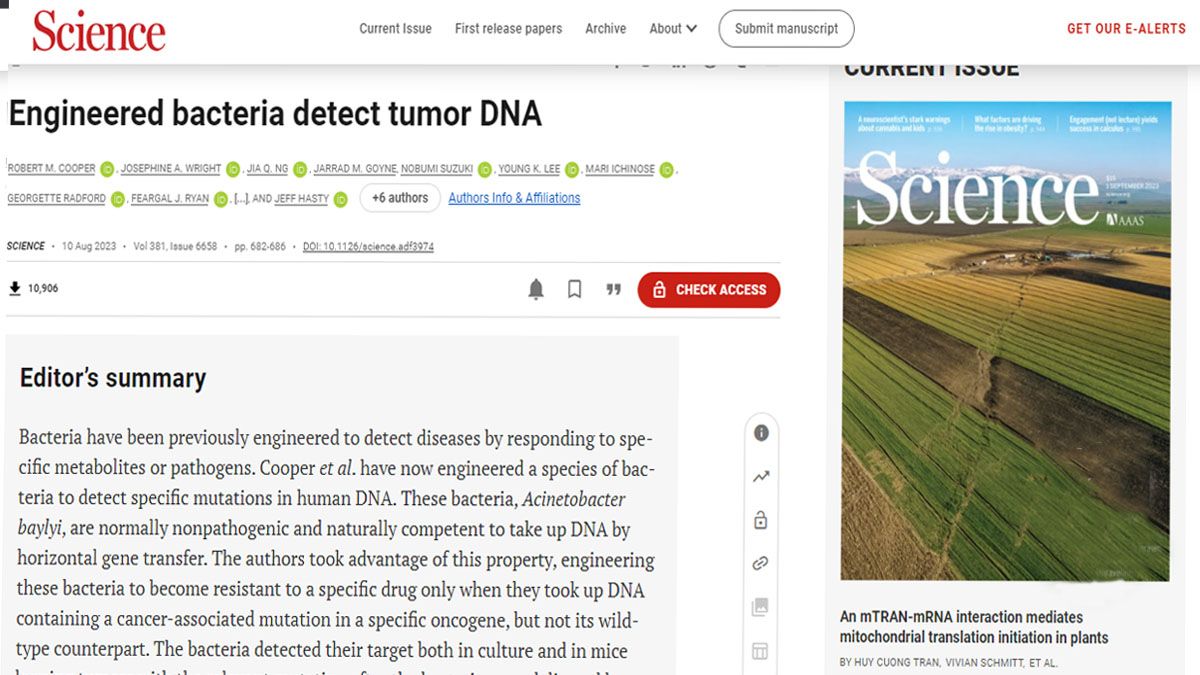 El artículo de la revista Science sobre las bacterias para 