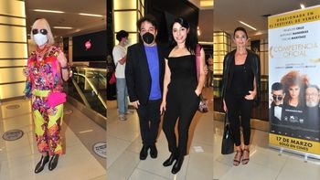 Marta Minujín, Fernán Mirás y Mariana Arias en el pre estreno del film Competencia Oficial, que llega a los cines nacionales el jueves 17 de marzo.